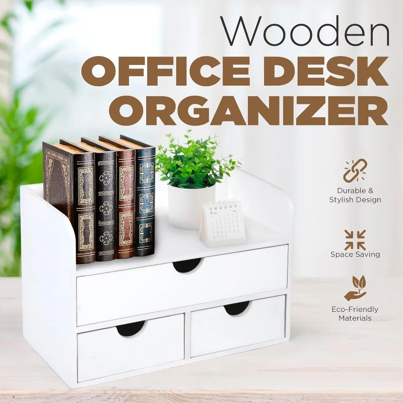 Custom Made Wooden Bamboo Vintage Desk Organizer Boxes Wood Desktop Storage Racks With Three Drawers For Neatening Home Supplies