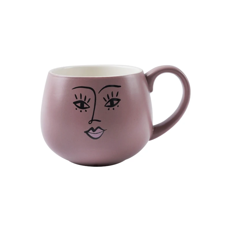 Nordic Minimalist Line Abstract Art Ceramic Matte and Glossy Belly Coffee Milk Mug