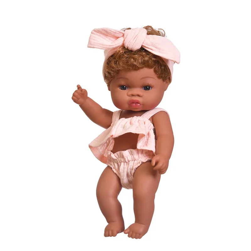 Black realistic reborn baby 30cm dolls soft Soft The The Silicone Veil doll  manufacture custom black girl doll Bathing Toys