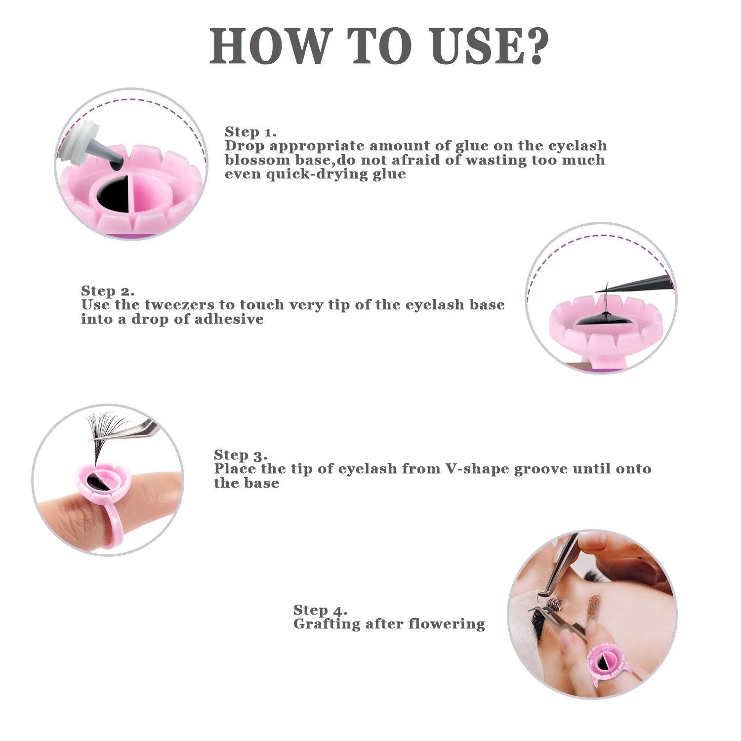 Wholesale Eyelash Glue Holder 100pcs/pack Plastic Disposable Eyelash Extension Glue Heart Shape Plastic Eyelash Glue Ring