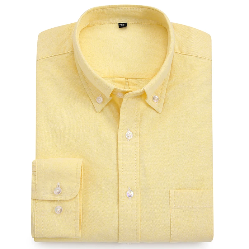 Luxury Fashion Rose Red Oxford Cotton Button Down Loose Fit Long Sleeve With Pocket Shirts For Men