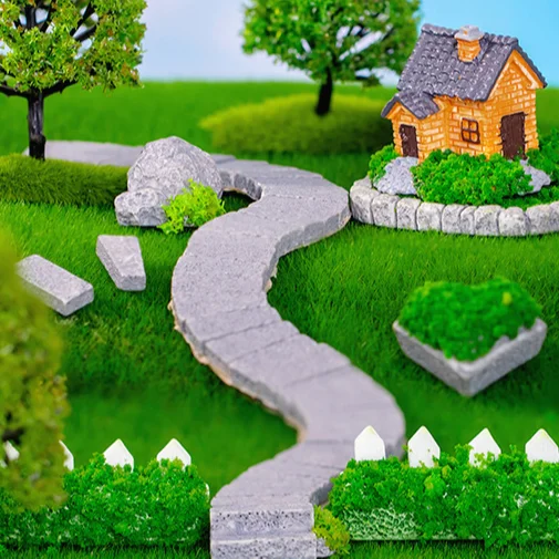 Набор для сказочного садового дома Миниатюрные аксессуары фей игрушка из смолы миниатюрный кирпичный газон трава замок дом дерево