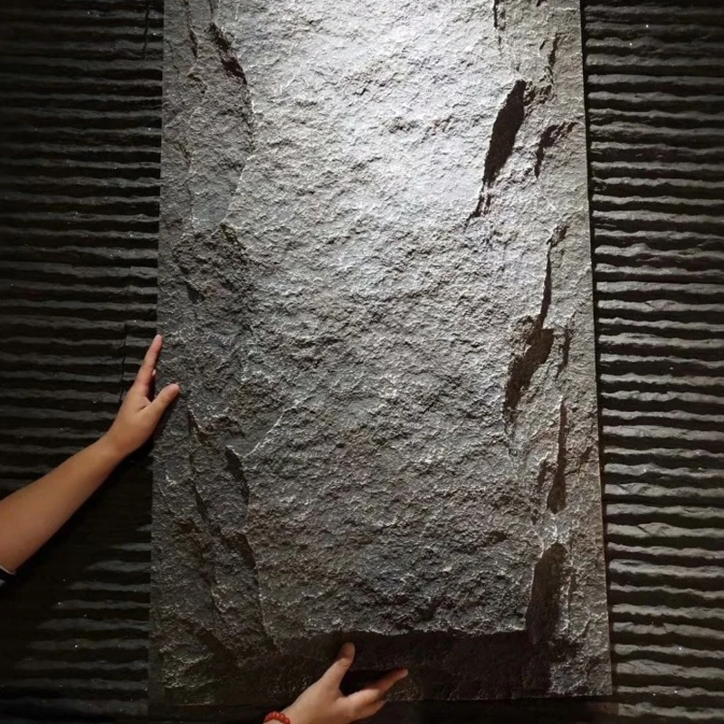 Factory popular pu crushed wall sand stone slab foam decoration