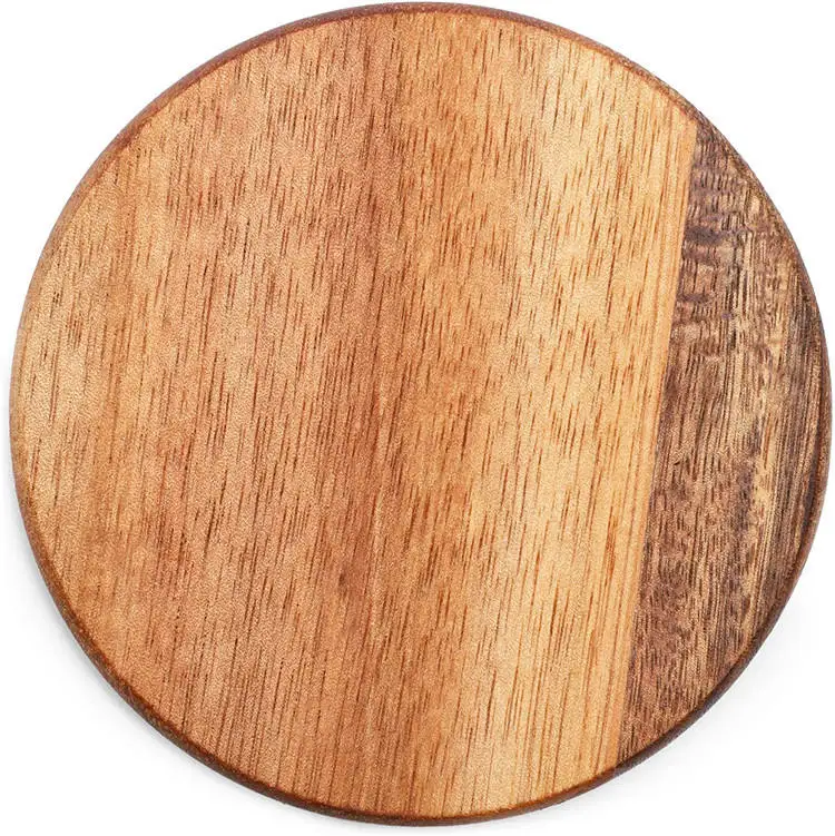 Custom Shape Square Round Acacia Blank Wooden Coasters Drink Bamboo Coaster Set for Coffee Table, Glasses, Tabletop