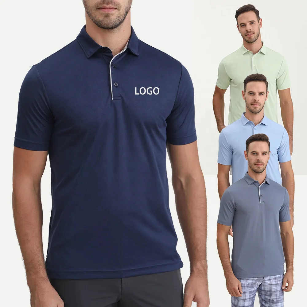 Super September Custom Your Own Brand Men Slim fit Solid Color Plain Sports Elastic Dry Fit ice Pique Golf T Shirts Polo Shirts
