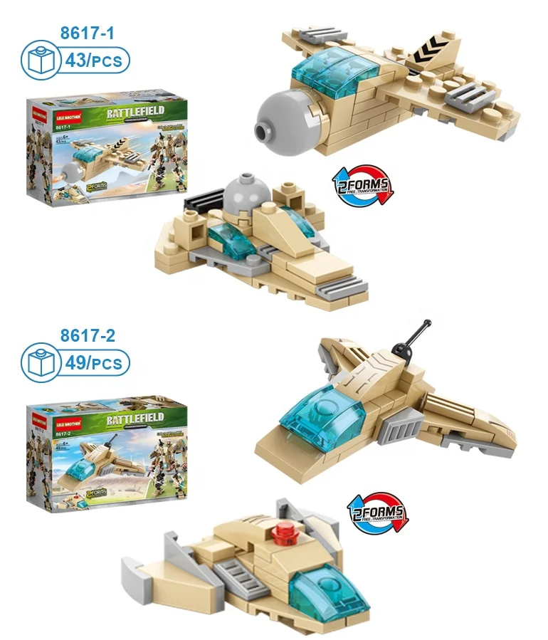 Military Blocks Toy Tank Plane Transform Robot Kids Educational Building Block
