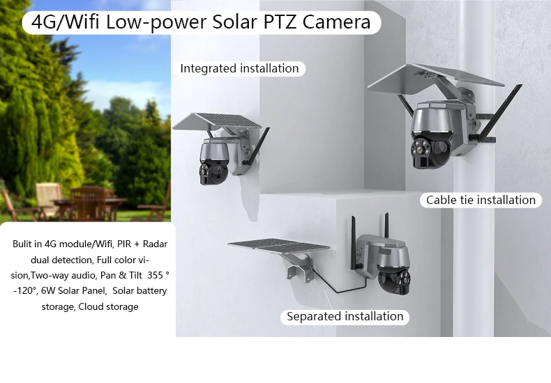 Newly Novel Outdoor HD Video PTZ CCTV IP Wireless Security System Surveillance Solar Panel Energy Power Supply WIFI Solar Camera
