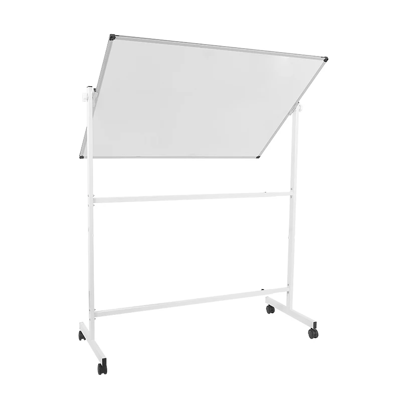 Factory Customizable Height-Adjustable Mobile Whiteboard Lockable Wheels Double-Sided Magnetic Surface for Message Board Use