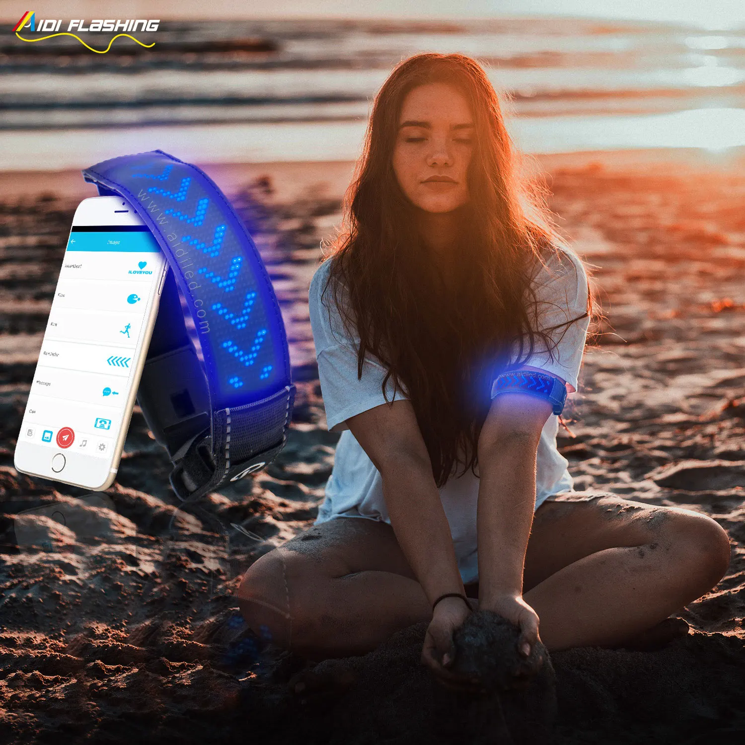 
New Fashion Led Armband Running APP Control Display Sport Armband with Led Light USB Flashing Armband 