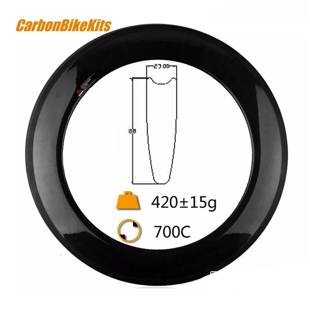 CBK CR88T Full Carbon Fiber T700 23mm Wide 88mm Bicycle Clincher 700C Road Bike Rims carbon wheelset