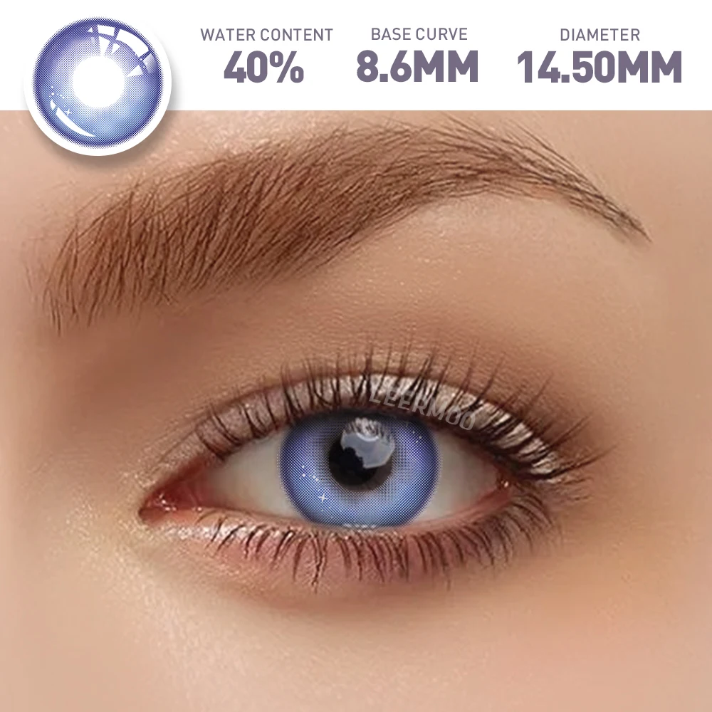 Yearly Use Leermoo Hot Sale Color Lens Genshin Galaxy Soft Colored Prescription Contact Lenses Pink Blue Violet Gray Eyes