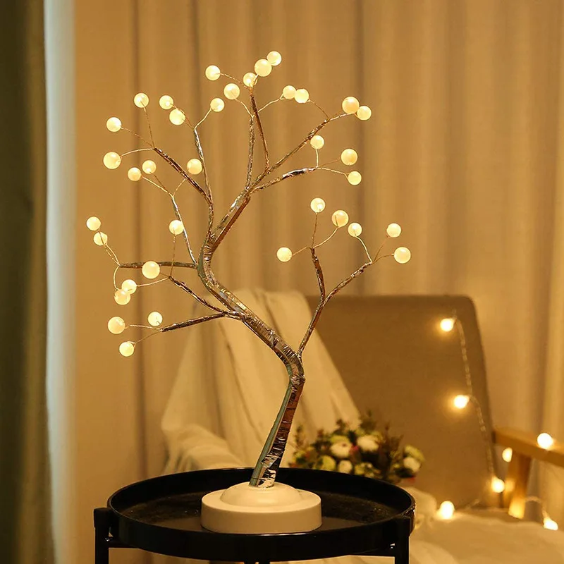 Led Pearl Tree Battery USB Touch Switch Party Decoration Night Light Gift Lamp Home Battery/USB Operated Decor Lamp