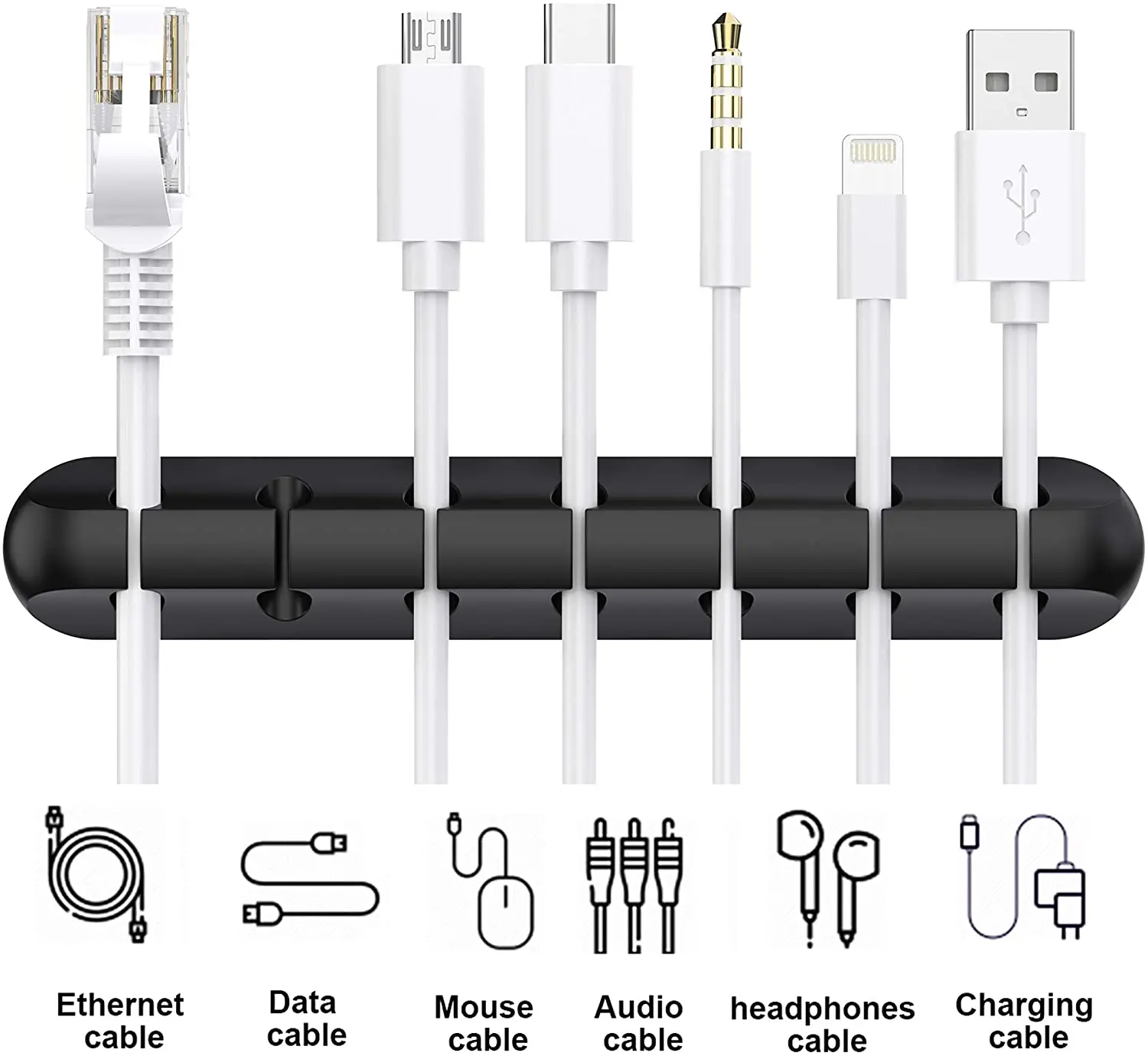 Cable Holder Clips Management Cord Organiser Clips Silicone Self Adhesive for USB Charging Cable Power Cord Mouse Cable Wire PC