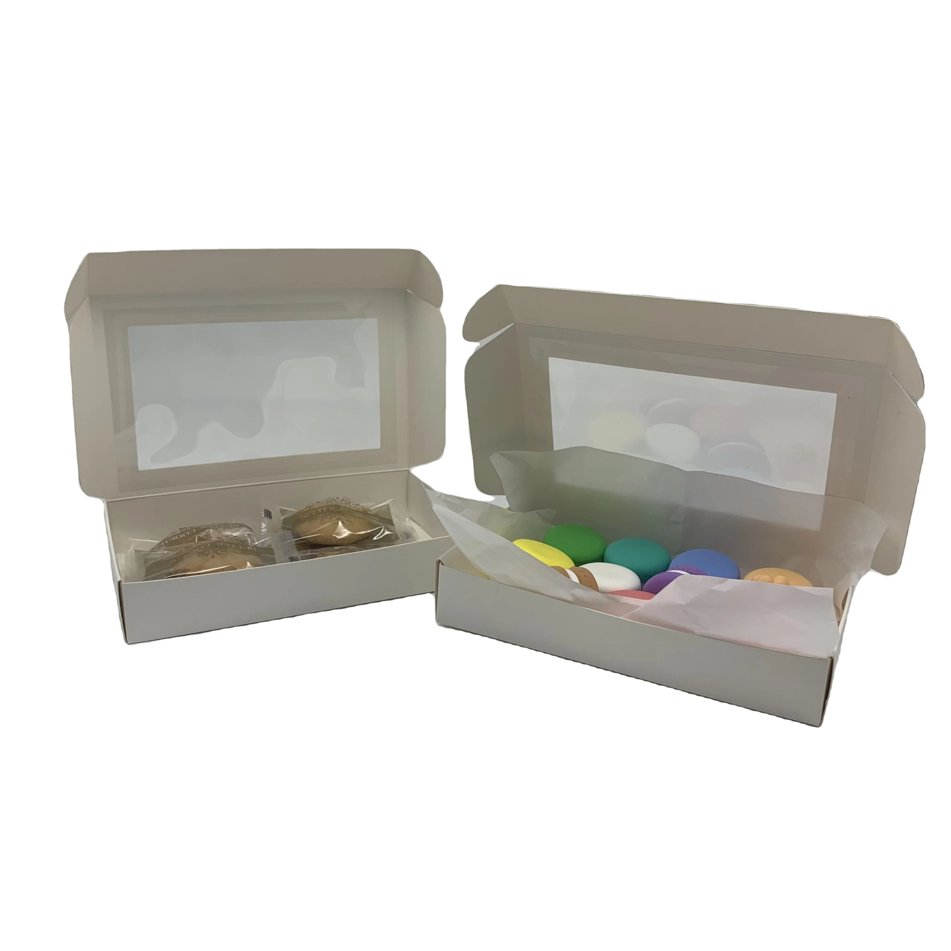 Customized Food Biscuit  Packaging High Quality Cookies Box Packing Macaron Paper Boxes  With Window