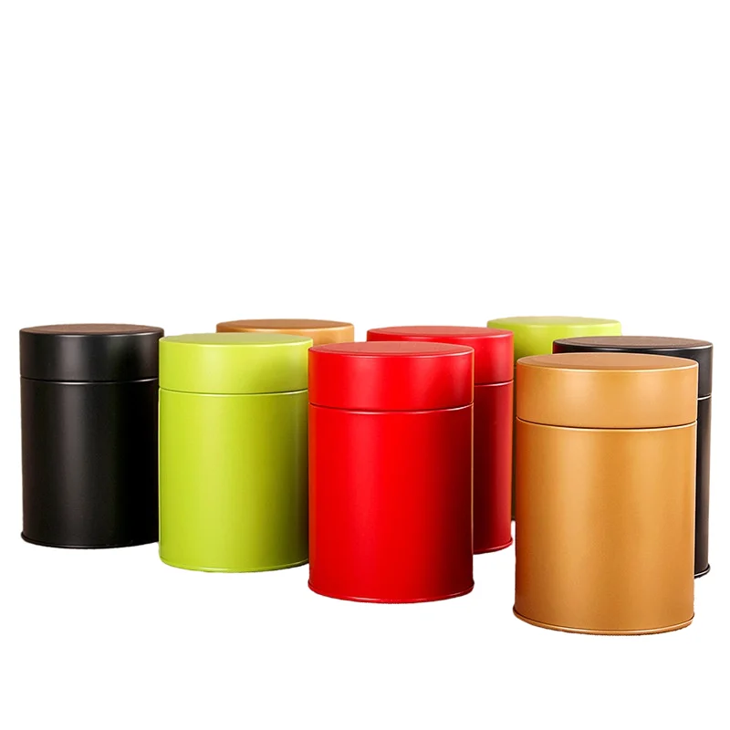 Custom printed black silver round tea metal tin box empty ground coffee jars for candle making 150ml 200ml 250ml 300ml 350ml