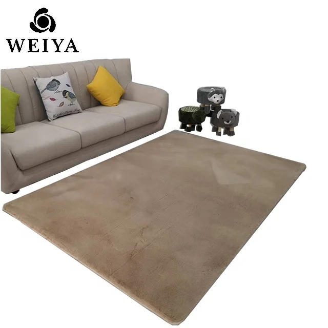 Недорогой полиэстер, моющиеся Нескользящие пушистые коврики из кроличьего меха для гостиной и коврики