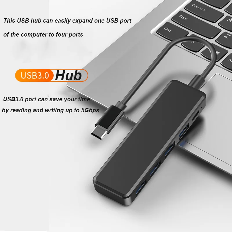 USB C Hub, 4 Ports USB 3.0 with 5Gbps Data Transfer, Supported Splitter for Type C MacBook, Mac Pro