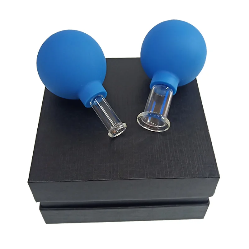 SHINY Brand Skin Suction Silicone Cups Vacuum Facial Massage Set Of 2 Glass Face Cupping Facial Cupping Massager