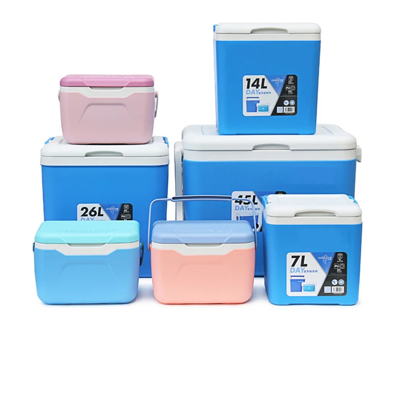 Beer Can Drinking Ice Cooler Box with Handle Blood Vaccine Plastic Low Price Promotion Mini Blue and Red 16l Carry Food