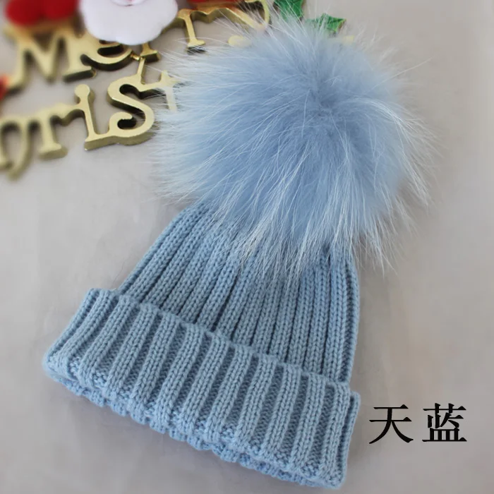 Индивидуальный дизайн, симпатичная Детская Зимняя Шапка-бини из меха енота