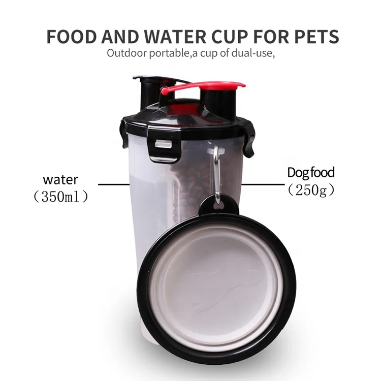 Portable Pet Water Food plastic Bottle Double Hook Silicone Folding bowl outdoor Dog Cat trvel Feeder Cups