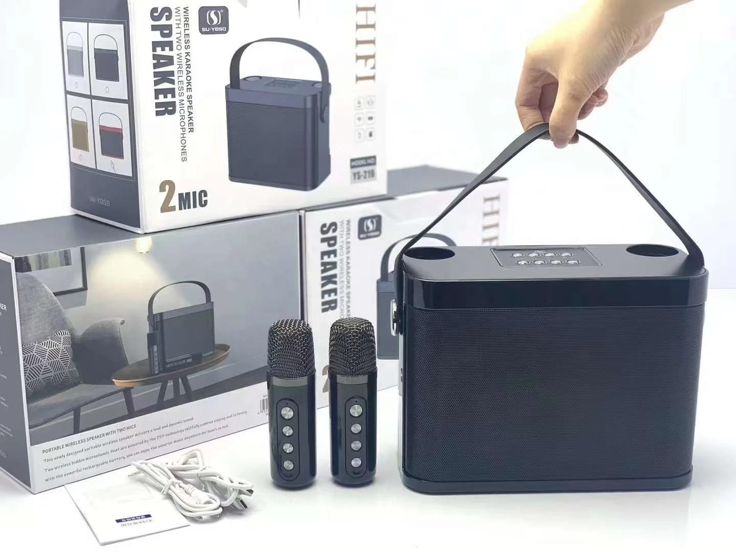 Портативный беспроводной динамик с микрофоном и bluetooth для домашнего кинотеатра