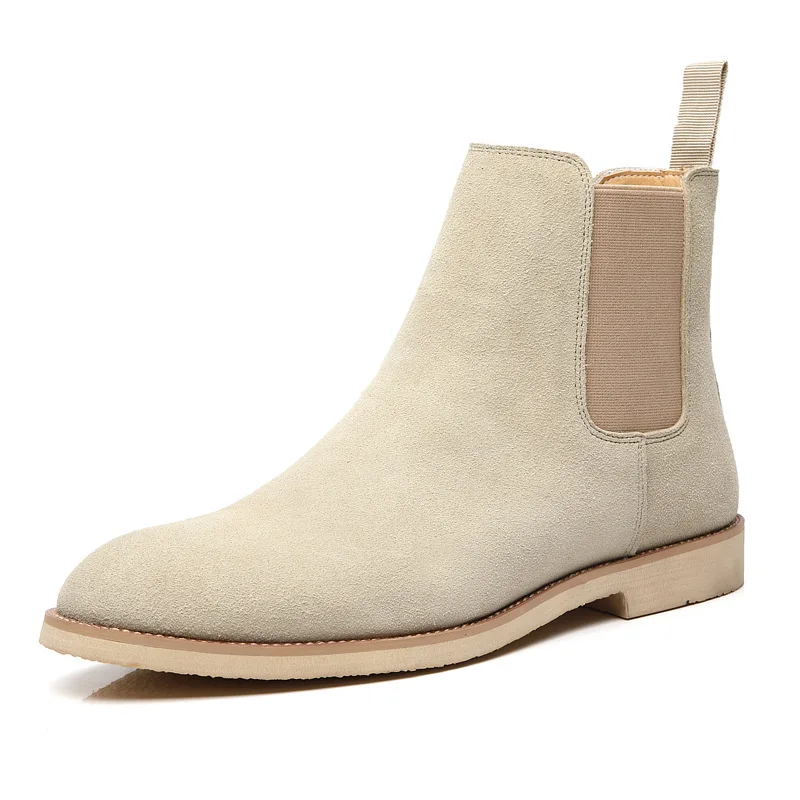 Autumn Winter High Quality Point-toe Ankle Boot British Style Genuine Leather Leather Men Chelsea Boots
