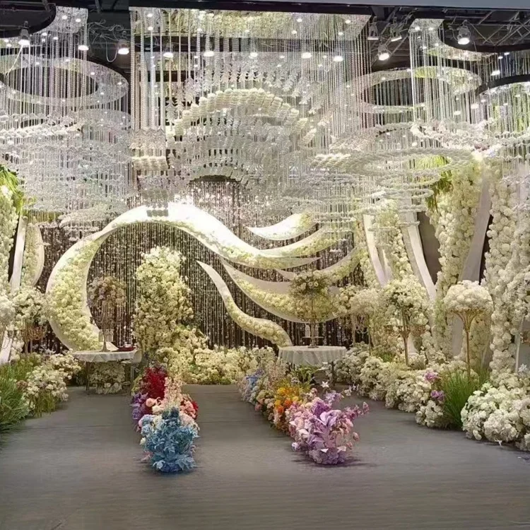 The most cost-effective LED mirror plate beads and flower strings arch for wedding, restaurant, bar and hotel ceiling decoration