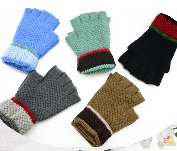 
YRRETY Unisex Outdoor Driving Knitted Men Fingerless Glove Warmer Women Woolen Knitwear Soft Half Finger Gloves Winter Gloves 