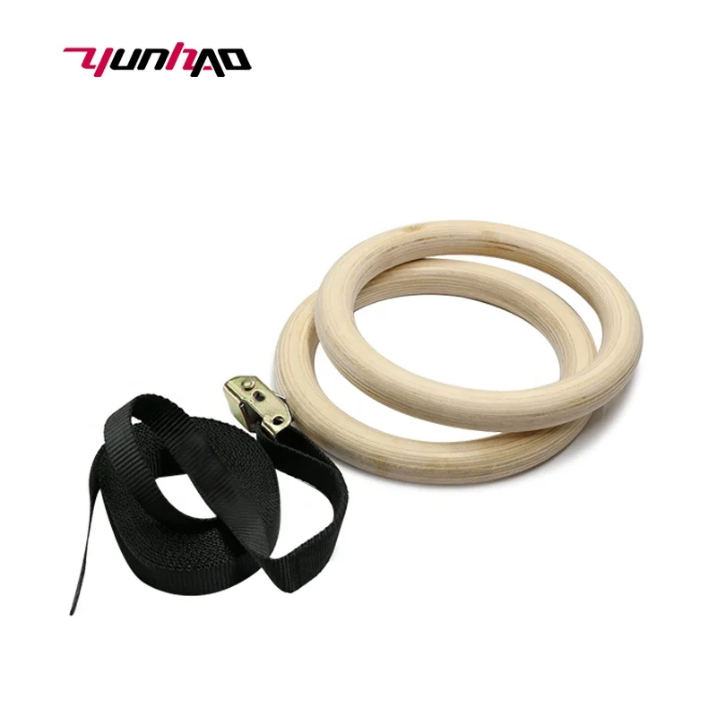 Yuncheng Factory Direct Customized Logo Strength Training Wooden Gymnastic Rings