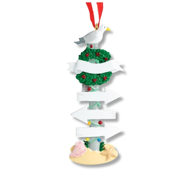 Personalized Seagull Travel destination Christmas ornaments