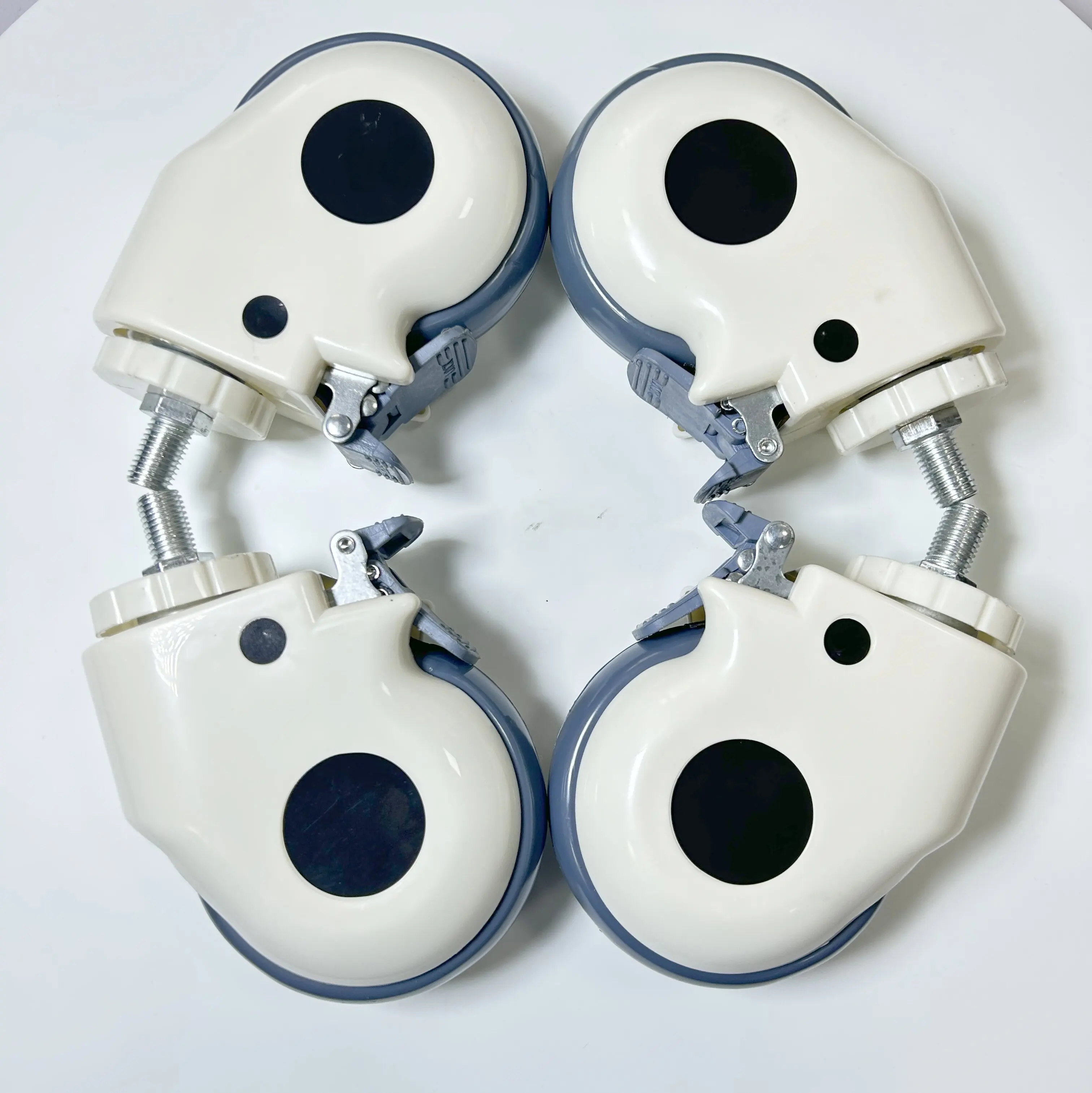 5 inch twin-wheels threaded stem casters medical caster wheels with brake for hospital bed