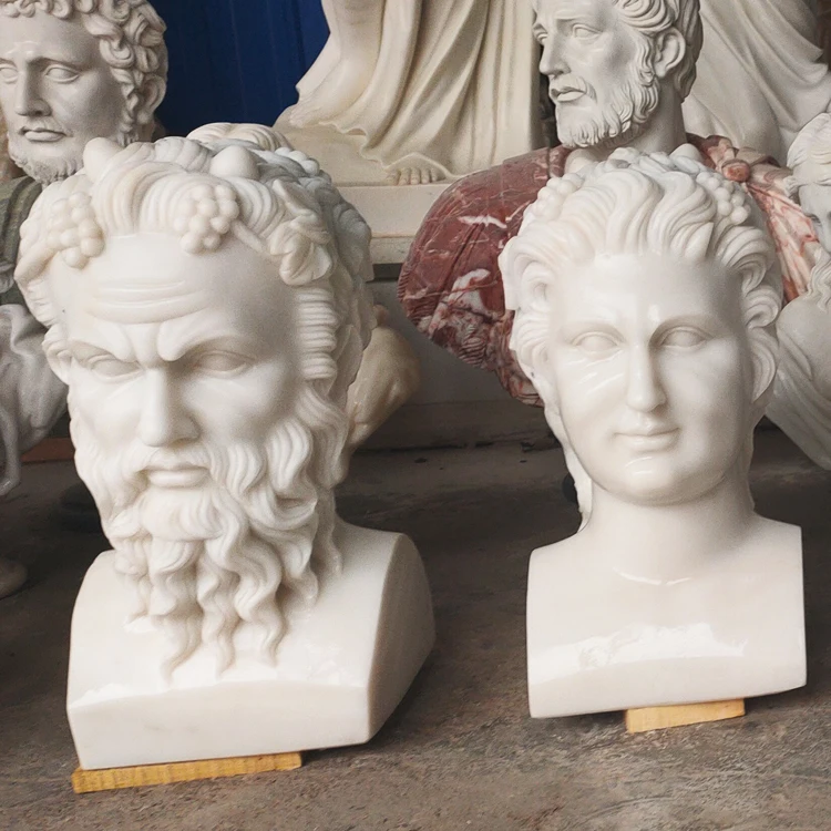 Interior Decoration Marble Sculptured Busts Of Famous People Aristotle For Sale