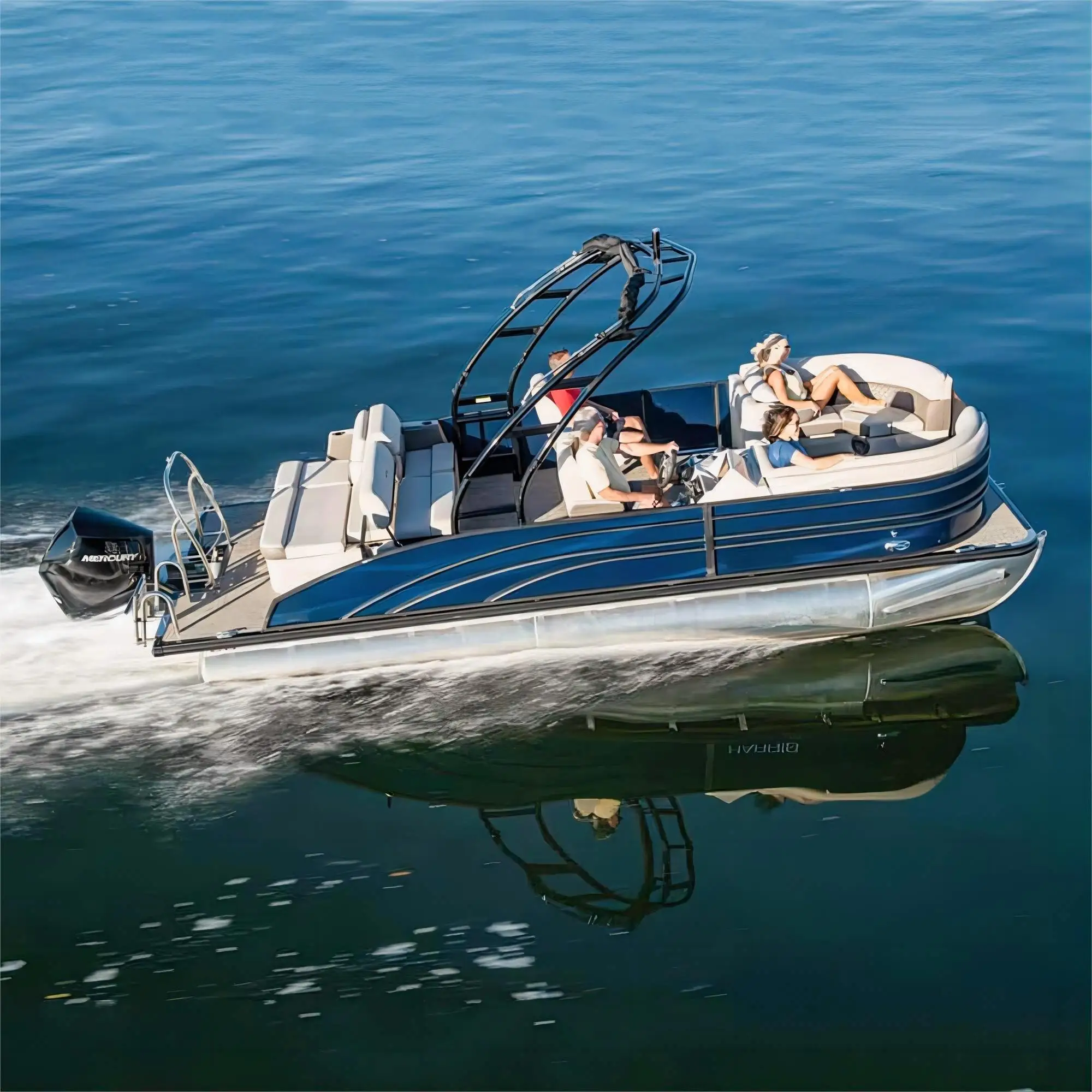 Ecocampor Luxury Aluminum Pontoon Boat for Water Entertainment Hot Selling Party Boat with Engine Combo Set for Fishing in Lakes