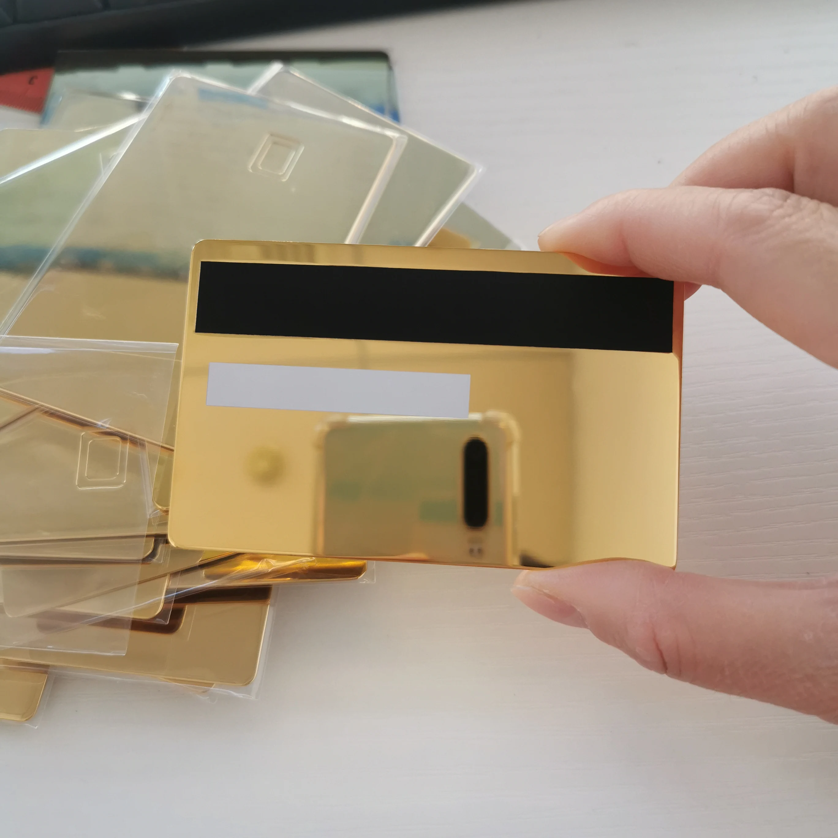 credit card 4442 24K Gold Mirror metal card silver gold black metal card with hico magnetic stripe and signature bar
