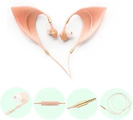 A03 3.5mm Cosplay Avatar Elf Ear Shape Latex Headset In-Ear Fairy Pixie Earphone Girl Gift Wired Gaming headphones