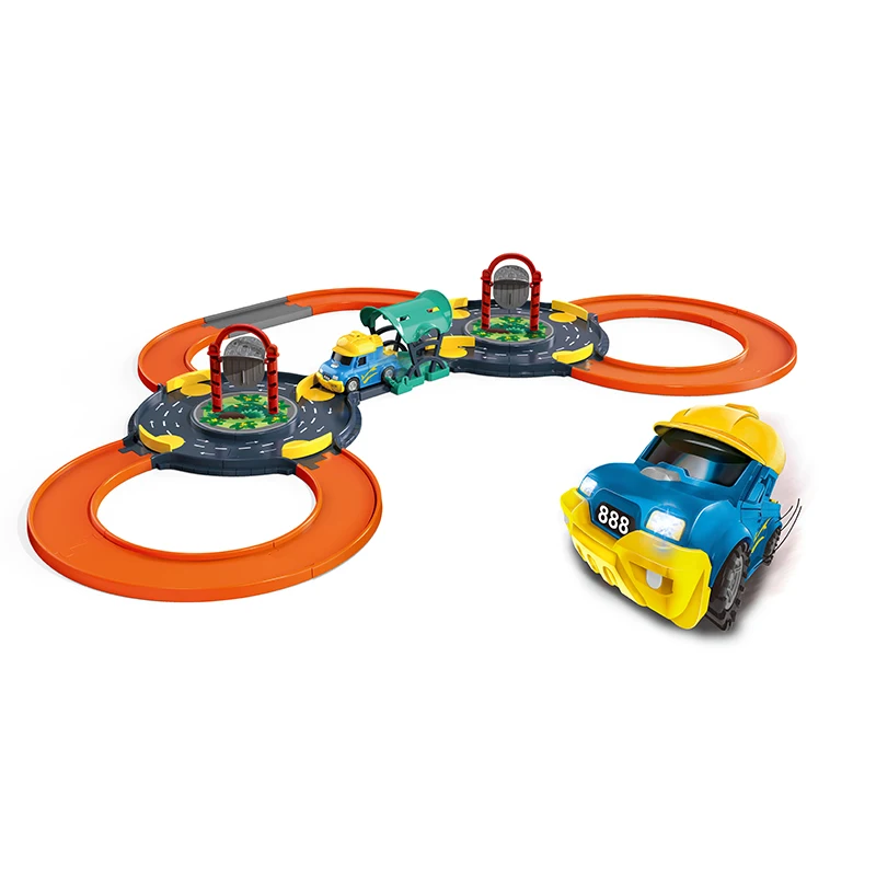 Electric Speed Racing Track Cars Toy Set Kids DIY Assembly Railway Train Play Games Blocks Tracks Car With Music And Lights