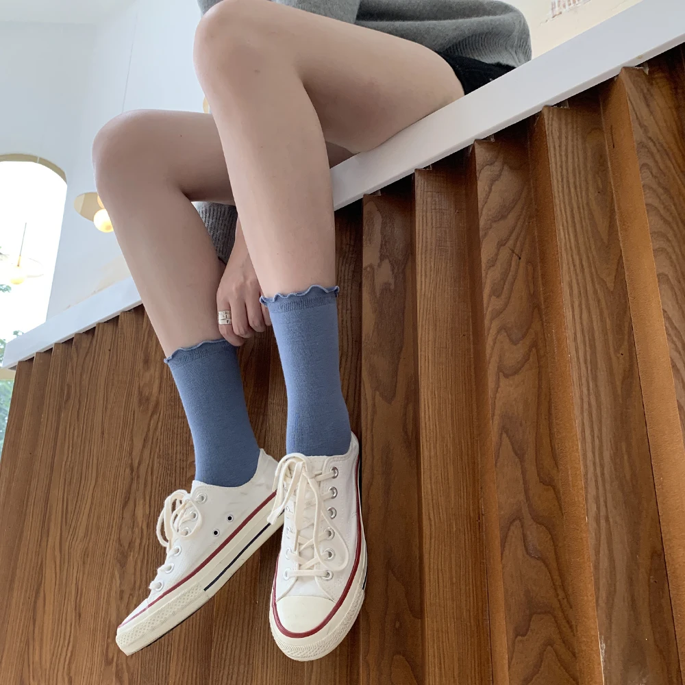 Wholesale Summer Fashion High Quality Fever Fiber Women Ruffle Slouch Crew Socks