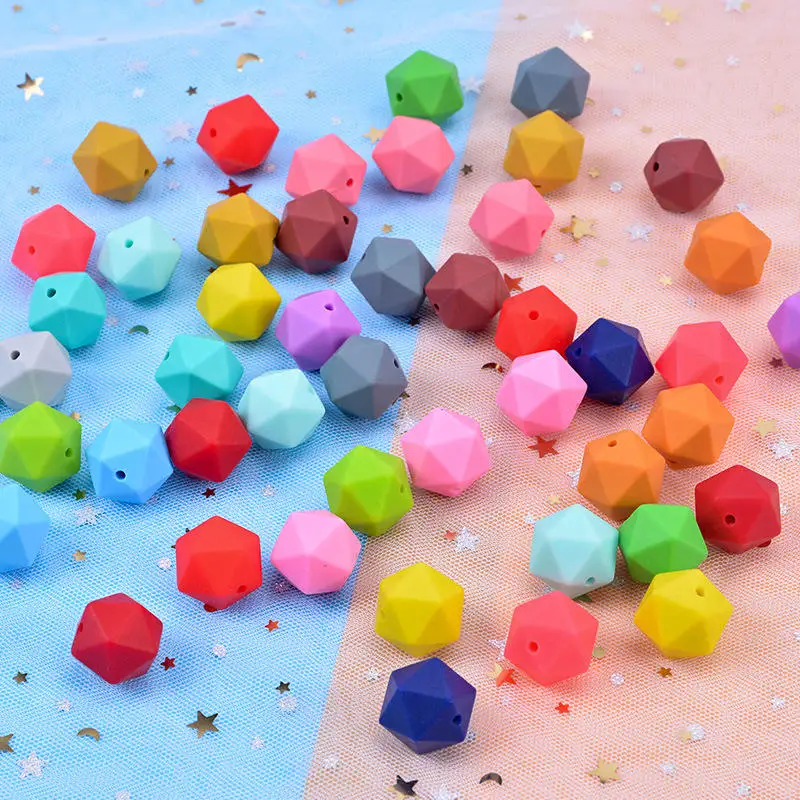 Food Grade  Silicone Beads BAP Free Multi-color Multi-Type Baby Teething  Silicone  Hexagon  Beads