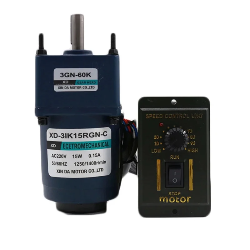 15W 220V AC Gear Reducer Motor with speed regulator 3IK15RGN-C single phase Adjustable-speed CW CCW Large Torque Electric Motor