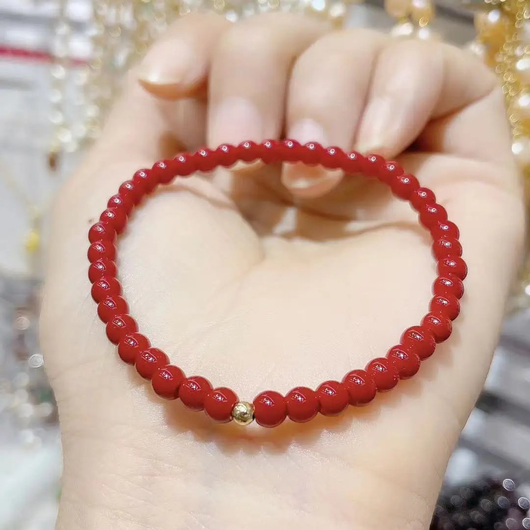 Natura Stone Beaded Bracelet 4mm Coral Bracelet Onyx Healing Beads Stretch Bracelet & Bangles Yoga Charm Jewelry Attractive