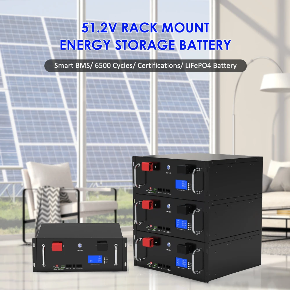 Rack mounted 51.2V 5KW 10KW 15KW Solar Inverter Rechargeable LFP4 AKKU Lithium ion Battery Pack 48V 300Ah LiFePO4 Battery