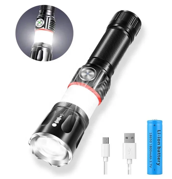 
2020 New xml T6 COB high Power Waterproof Tactical Zoomable led Rechargeable Magnetism USB Flashlight For camping 
