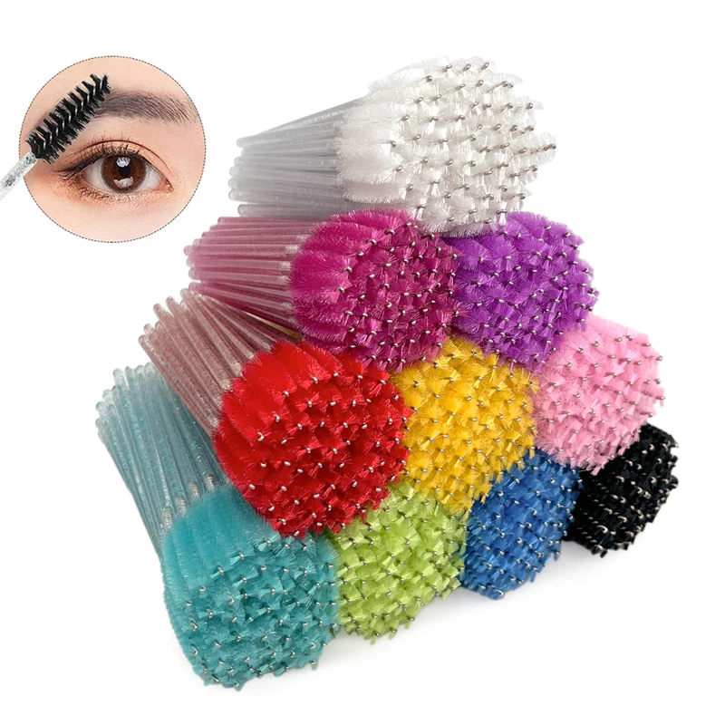 Cleaning 50 Pcs Black Tool Makeup Nylon Mini Applicator Mascara Extension Brush Eyelash Spoolie Glitter Lash Disposable Wand Eye