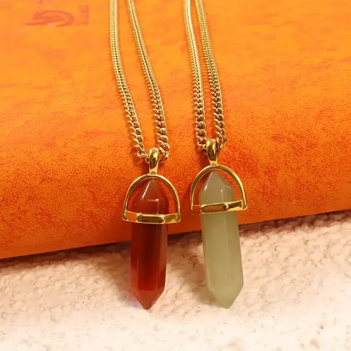 Fashion Jewelry Necklaces Carnelian Green Aventurine Necklace Fine Jewelry Natural Crystals Healing Stone Necklace for Men Women