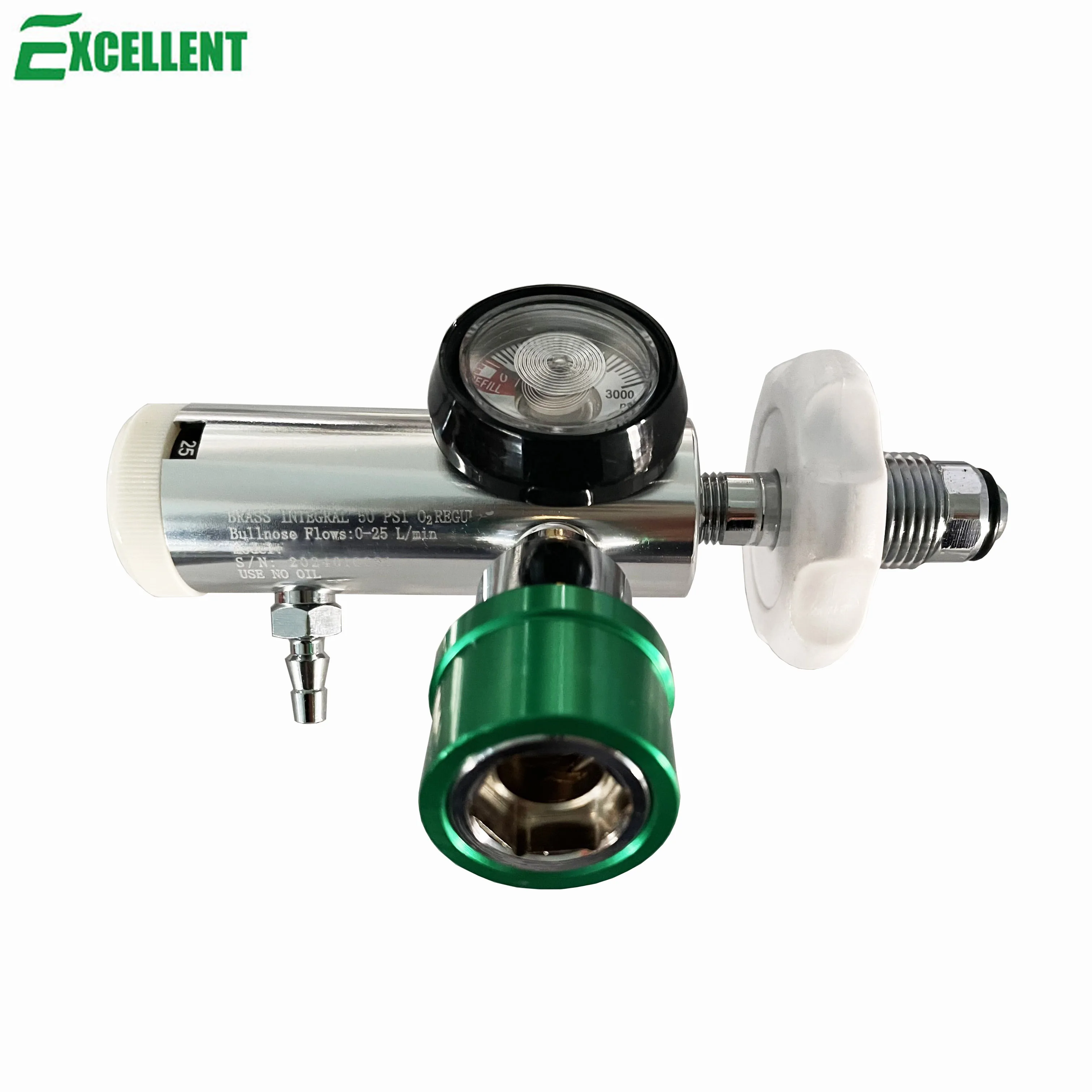 Medical EMS oxygen regulator oxygen cylinder pressure reducing valve with Heyer fitting, Bullnose style, 0-25LPM