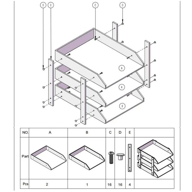 Folding 3 Tier Stackable Desk Papers Organizer Tray PU leather tray desk organizer School Office Accessories Storage Holder