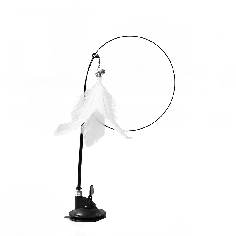 Cat Teaser Stick Interactive Funny Feather with Bell Sucker Cat Stick Toy Kitten Playing Teaser Wand Toys for Cats