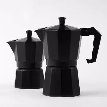 Pengrui Black Aluminum Moka Coffee Machines 3 Cup Espresso / Moka Stovetop portable Coffee Maker