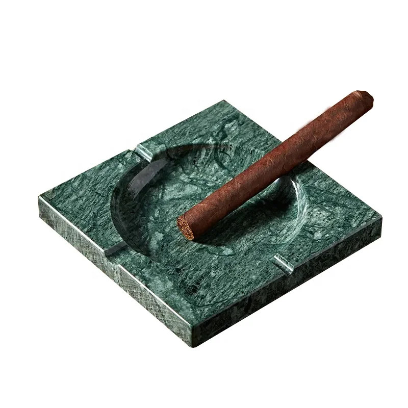 Custom Square White/Black/Green Marble Cigar Ashtray